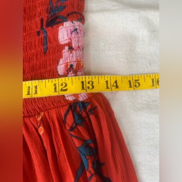 intimately free people beau red floral smocked maxi sundress - Picture 10 of 11